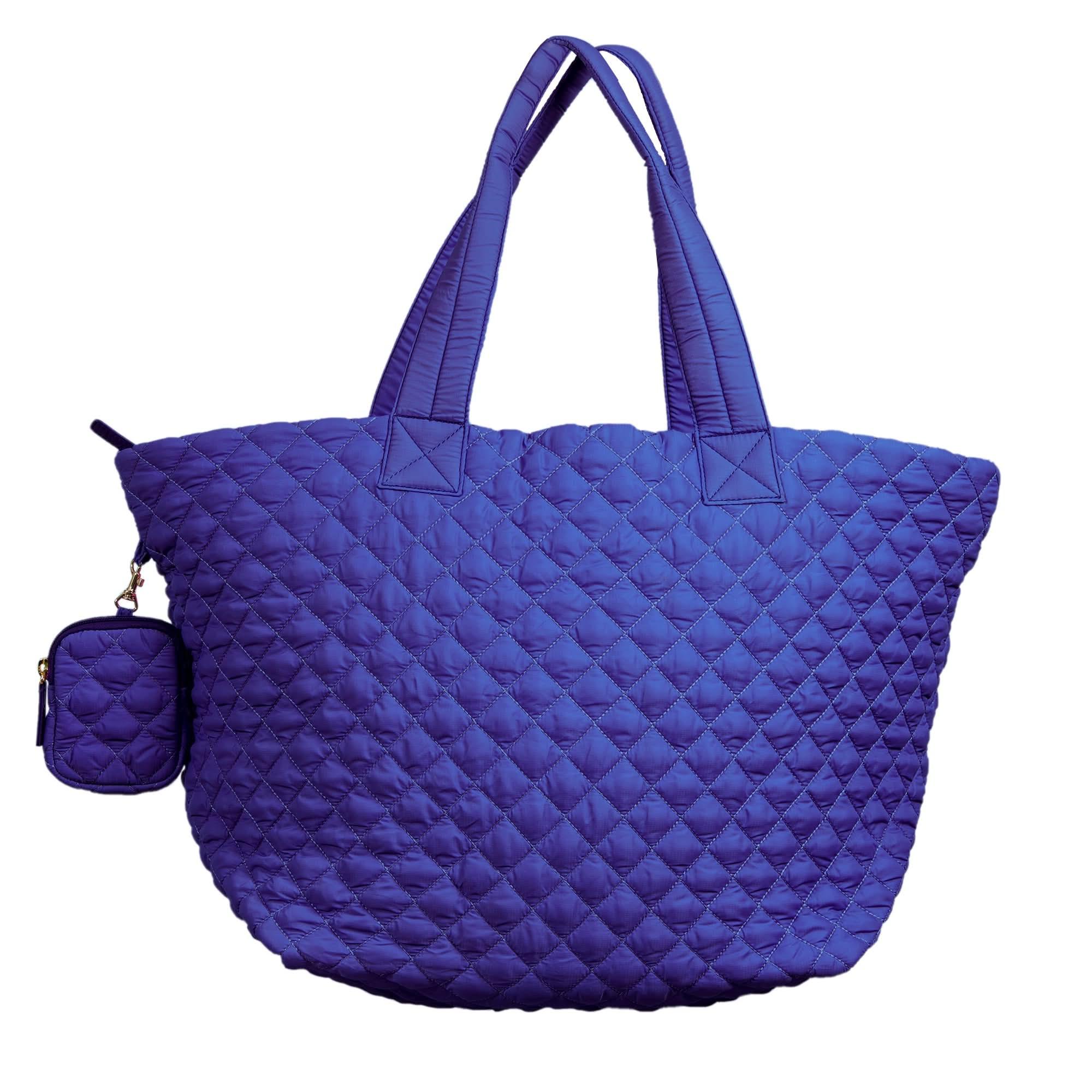 Large Quilted Nylon Tote Bag for Women – Lightweight Travel & Beach Carryall