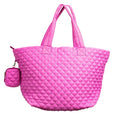Large Quilted Nylon Tote Bag for Women – Lightweight Travel & Beach Carryall