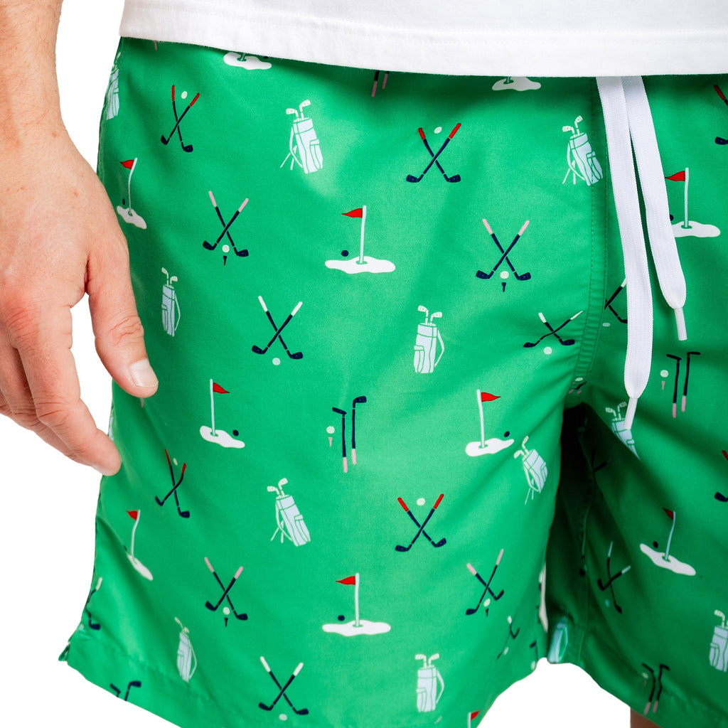 Men's Golf Green Swim Shorts - 5.75" inseam