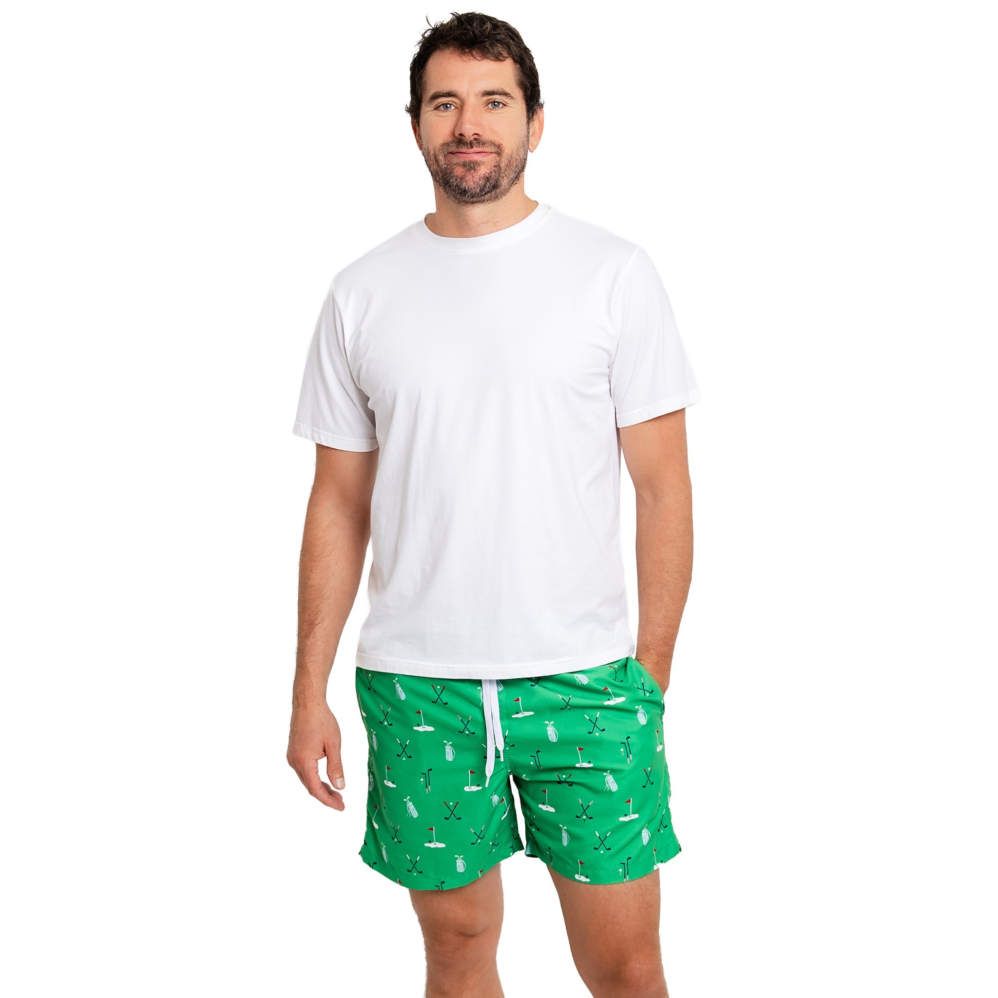 Men's Golf Green Swim Shorts - 5.75" inseam
