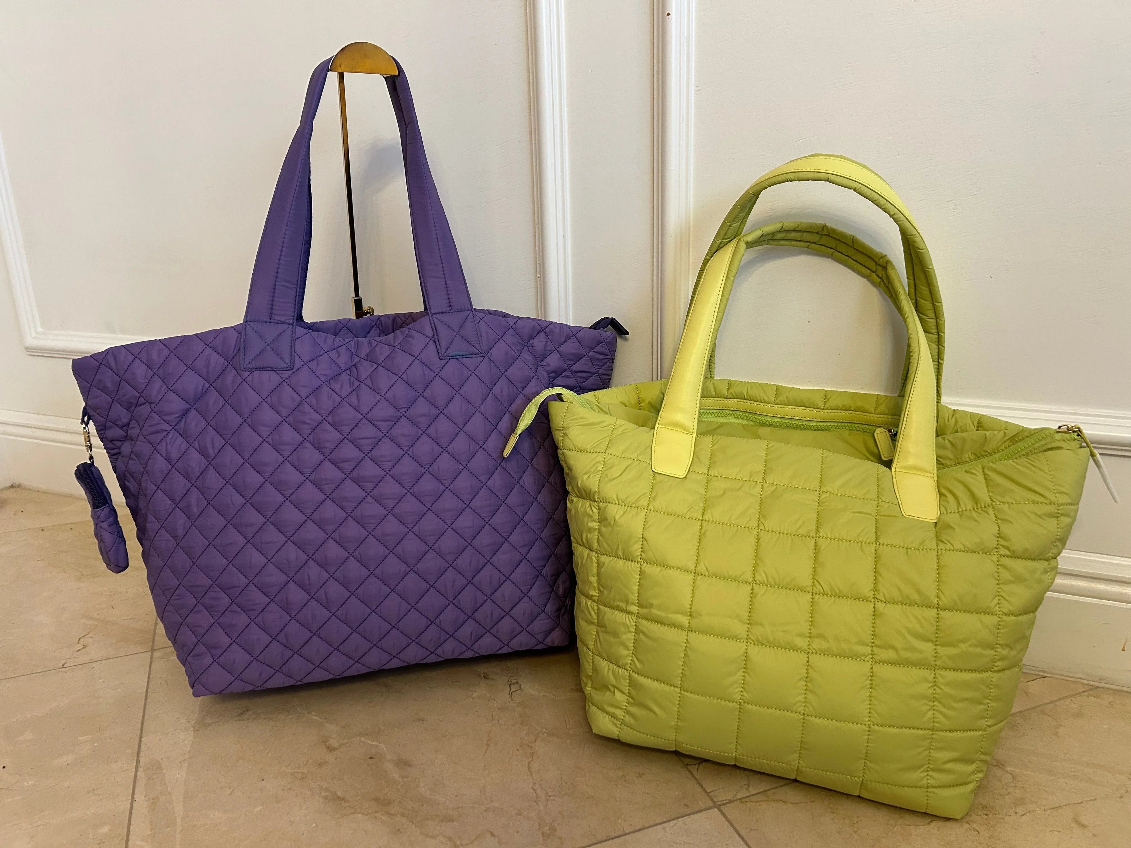 Large Quilted Nylon Tote Bag for Women – Lightweight Travel & Beach Carryall